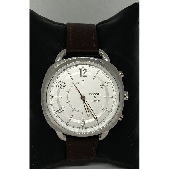 Fossil FTW1202 Women's Brown Leather Silver Analog Dial Hybrid Smartwatch CM536 - Picture 3 of 12